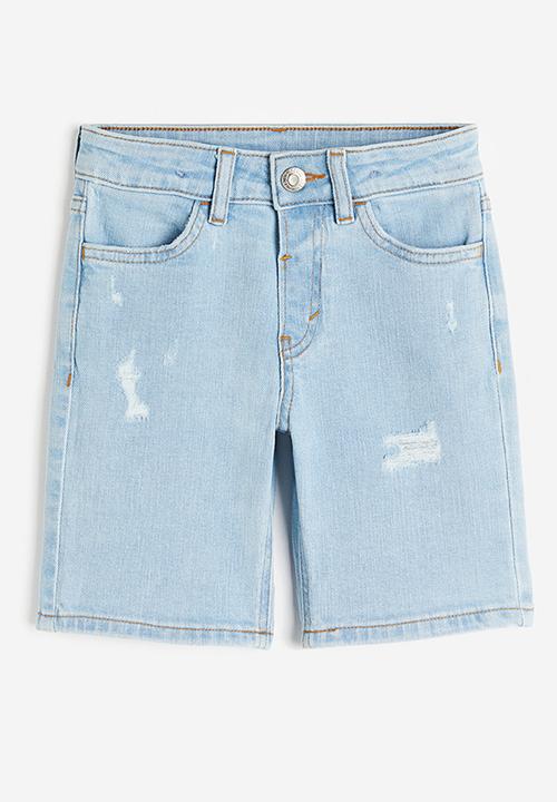 H&M - Relaxed fit denim shorts - light denim blue trashed 
