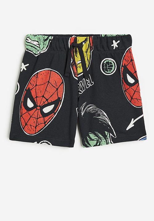 H&M - Printed pull-on shorts - black marvel comics