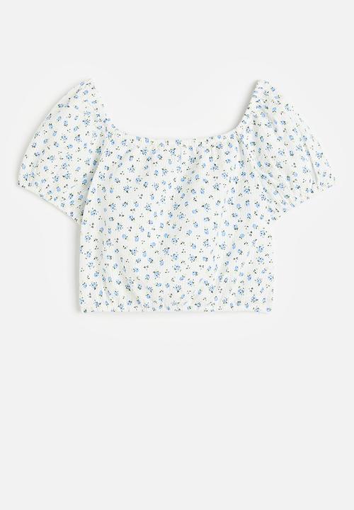 H&M - Raglan-sleeved blouse - natural white floral 