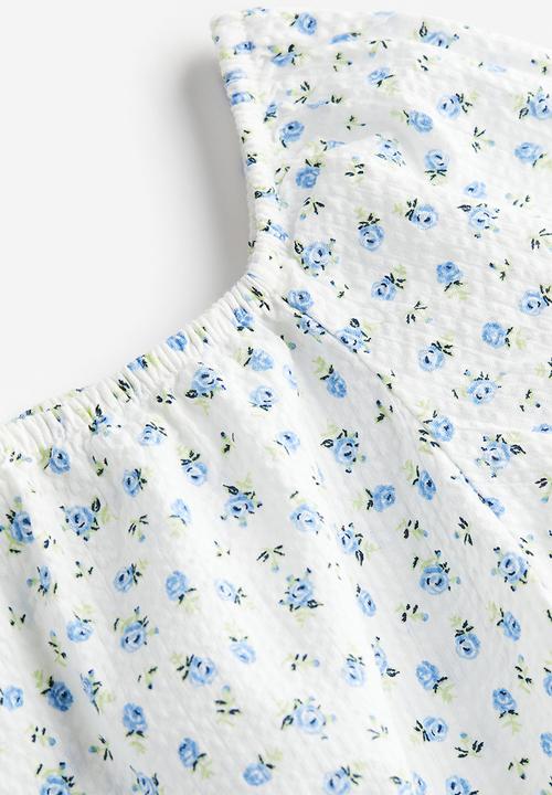 H&M - Raglan-sleeved blouse - natural white floral 