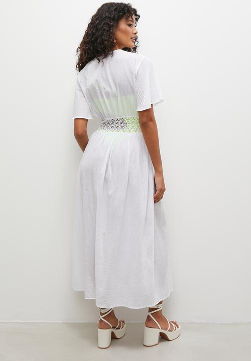 Superbalist - Crochet inset maxi kaftan - white