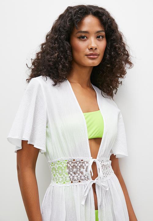 Superbalist - Crochet inset maxi kaftan - white