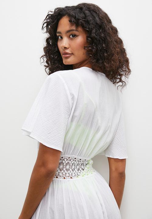 Superbalist - Crochet inset maxi kaftan - white