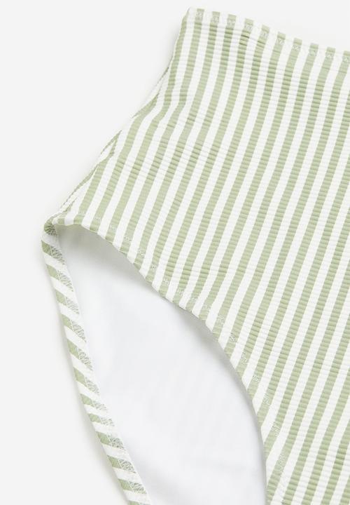 H&M - Bikini bottoms - light green & white striped 