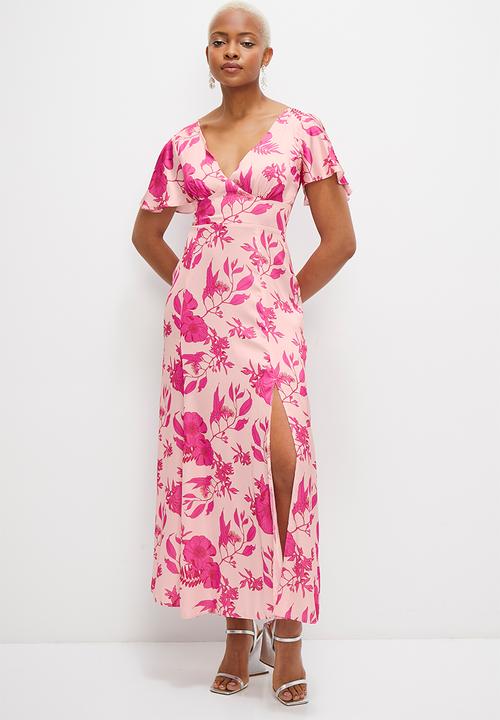 MILLA - Flutter sleeve empire dress - pink