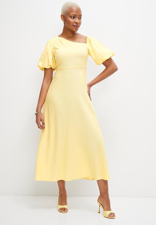 MILLA - Asym balloon sleeve fit & flare dress - butter