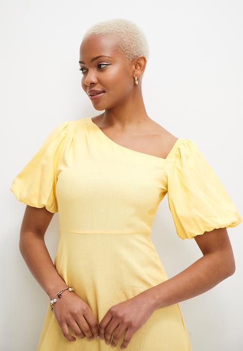 MILLA - Asym balloon sleeve fit & flare dress - butter