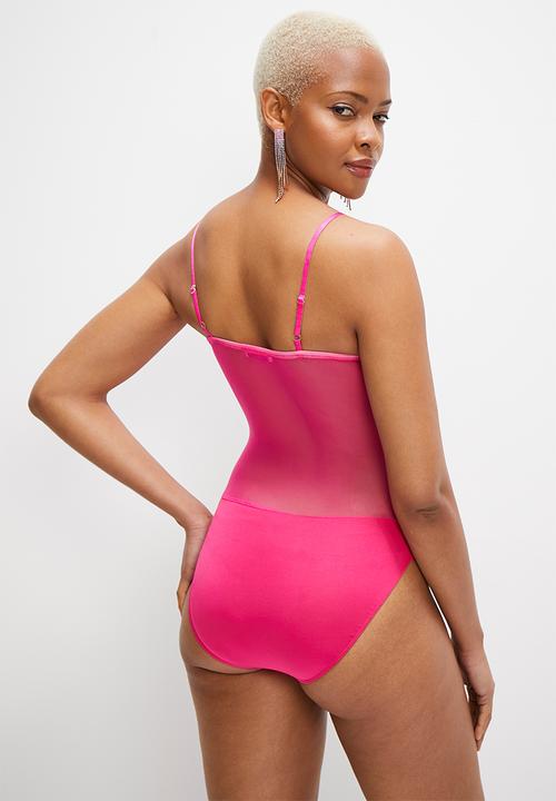 MILLA - Ruffle ruched cami bodysuit - pink