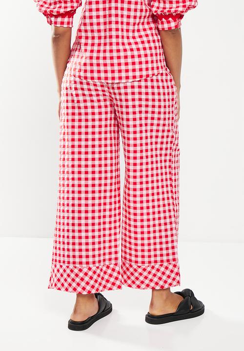 Me&B - Cropped wide leg pant - red gingham