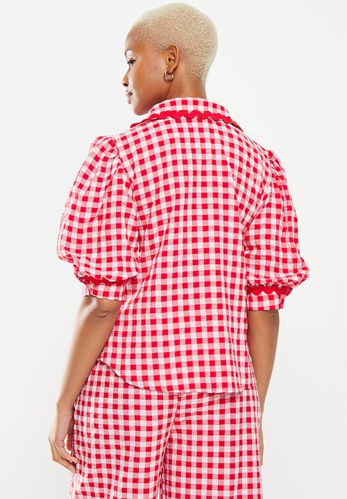 Me&B - The frankie shirt with ric rac detail - red gingham
