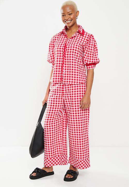 Me&B - The frankie shirt with ric rac detail - red gingham