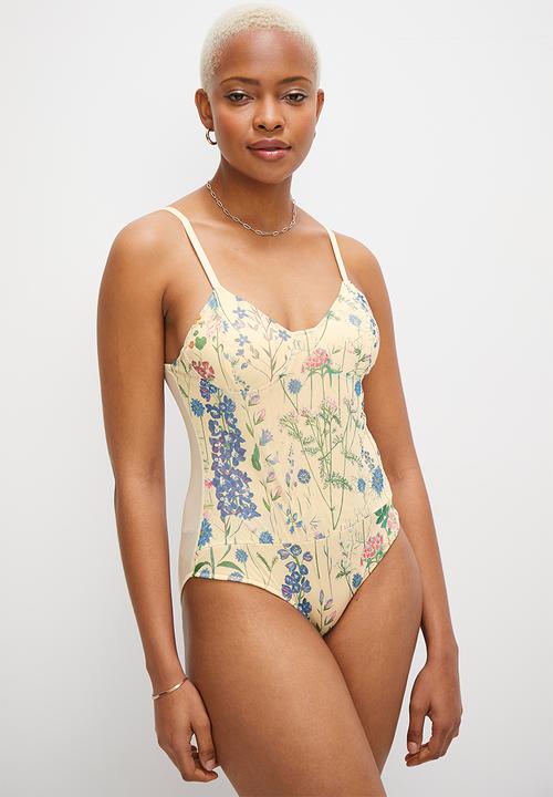MILLA - Mesh printed bodysuit - yellow