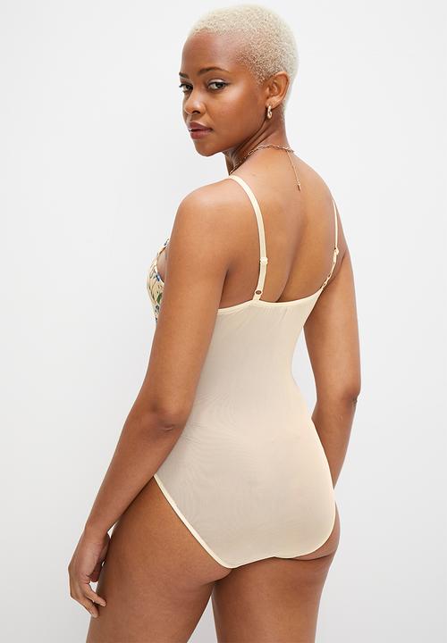 MILLA - Mesh printed bodysuit - yellow