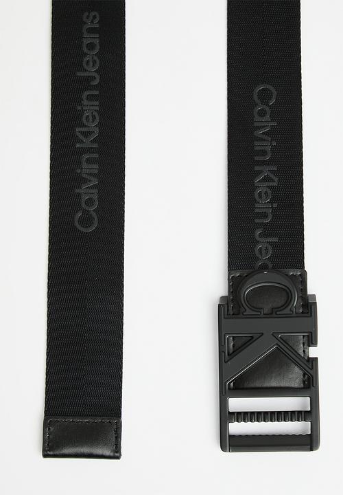 Calvin Klein - Monogram logo webbing belt 35mm - black