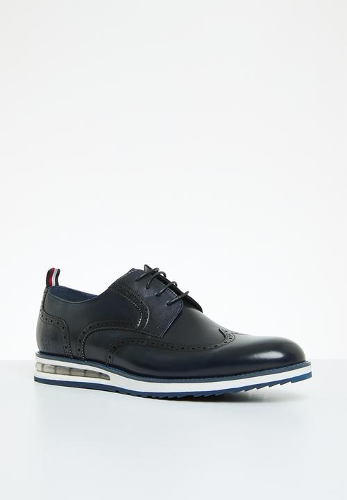 POLO - Leather brogue casual lace up - navy 