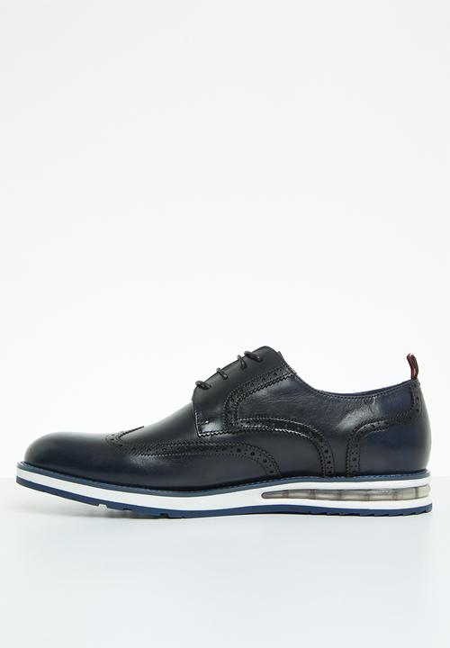 POLO - Leather brogue casual lace up - navy 