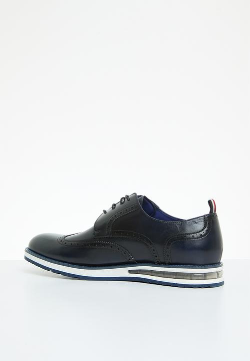 POLO - Leather brogue casual lace up - navy 