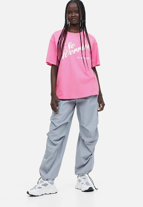 H&M - Oversized printed t-shirt - pink no worries