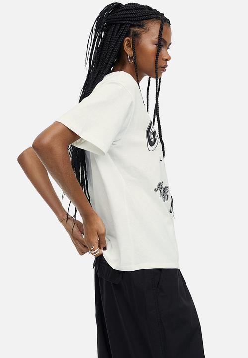 H&M - Oversized printed t-shirt - cream good vibes