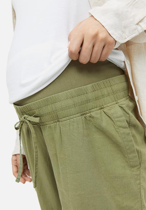 H&M - Mama linen-blend trousers - khaki green