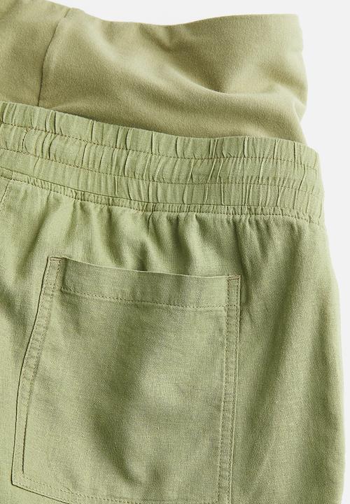 H&M - Mama linen-blend trousers - khaki green