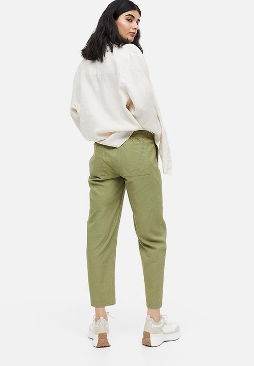 H&M - Mama linen-blend trousers - khaki green