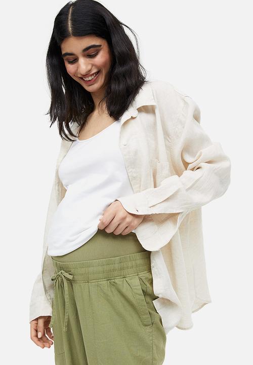 H&M - Mama linen-blend trousers - khaki green