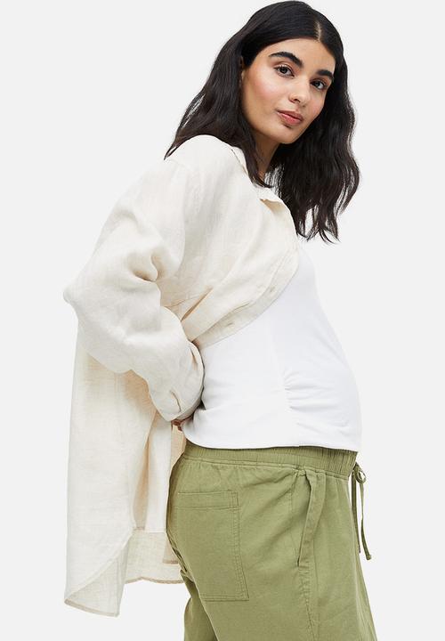 H&M - Mama linen-blend trousers - khaki green