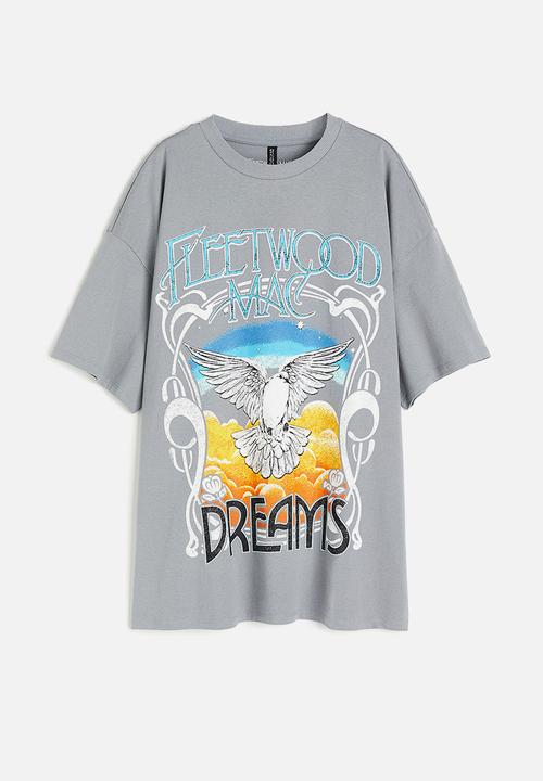 H&M - Oversized printed t-shirt - grey fleetwood mac