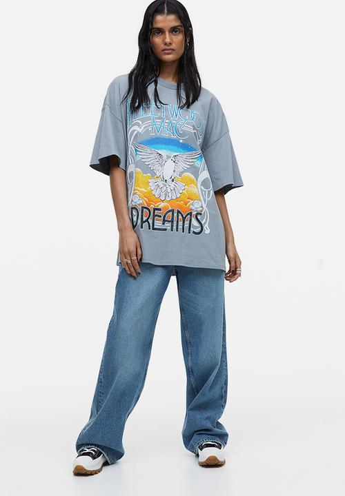 H&M - Oversized printed t-shirt - grey fleetwood mac