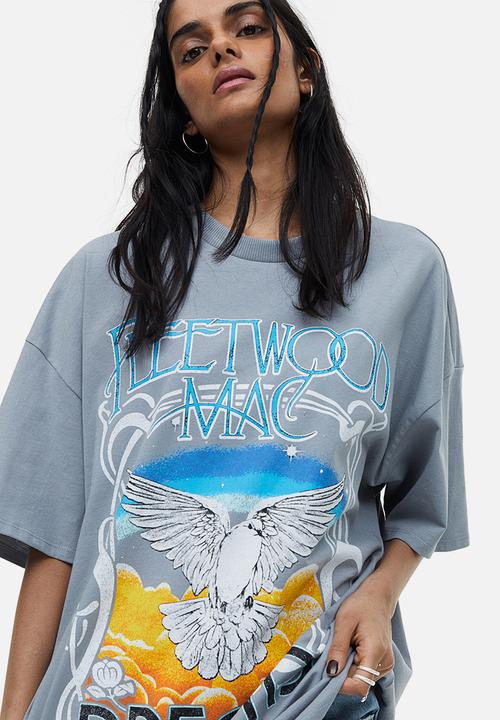 H&M - Oversized printed t-shirt - grey fleetwood mac