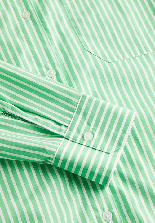 H&M - Oversized poplin shirt - green & white striped