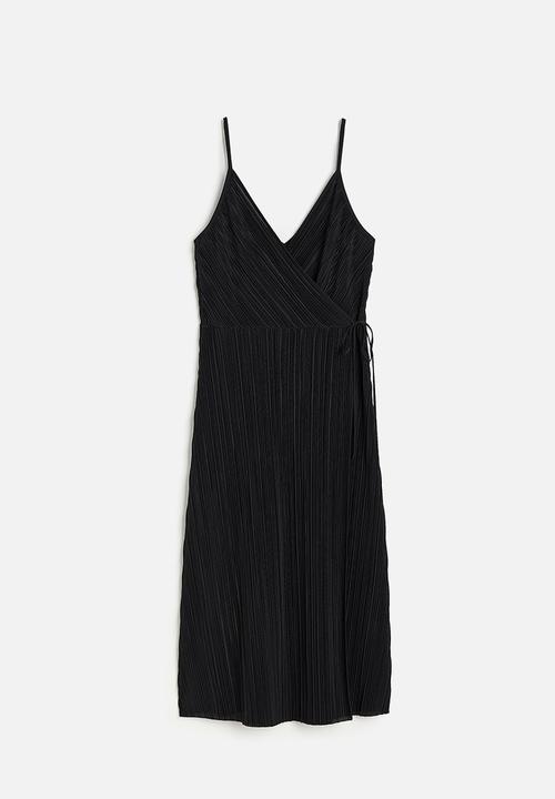 H&M - Pleated wrapover dress - black