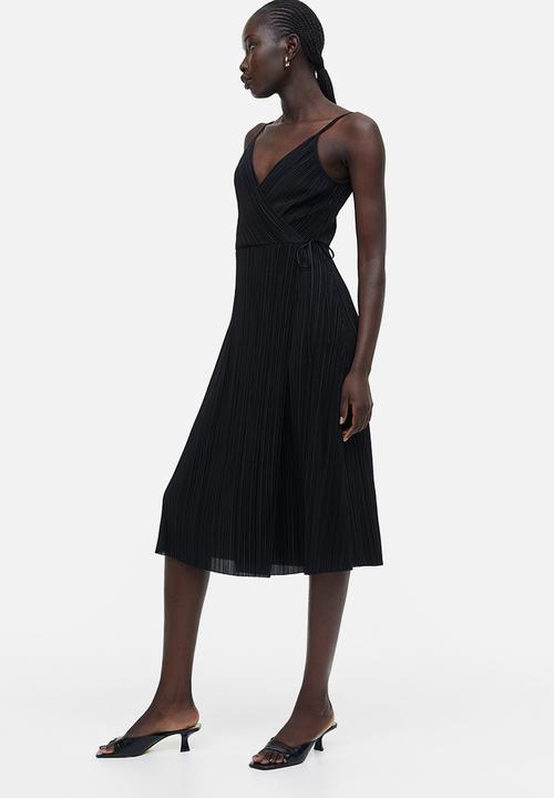H&M - Pleated wrapover dress - black