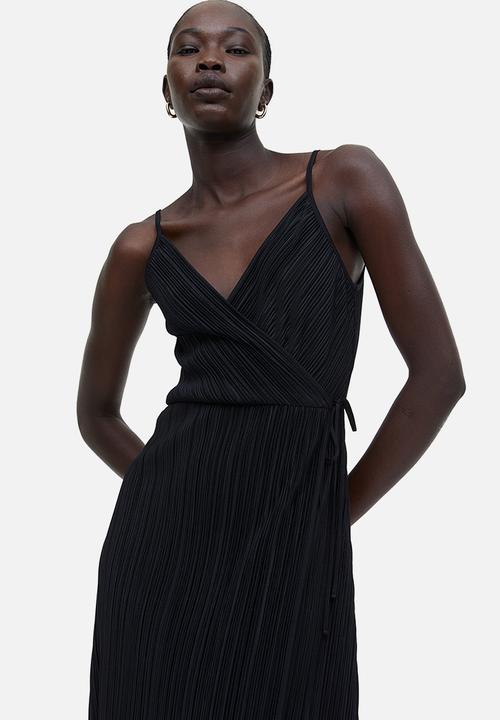 H&M - Pleated wrapover dress - black