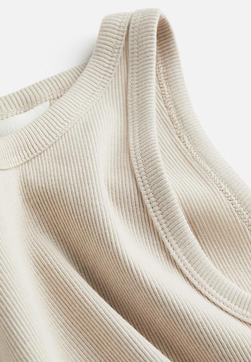 H&M - Cropped vest top - light beige