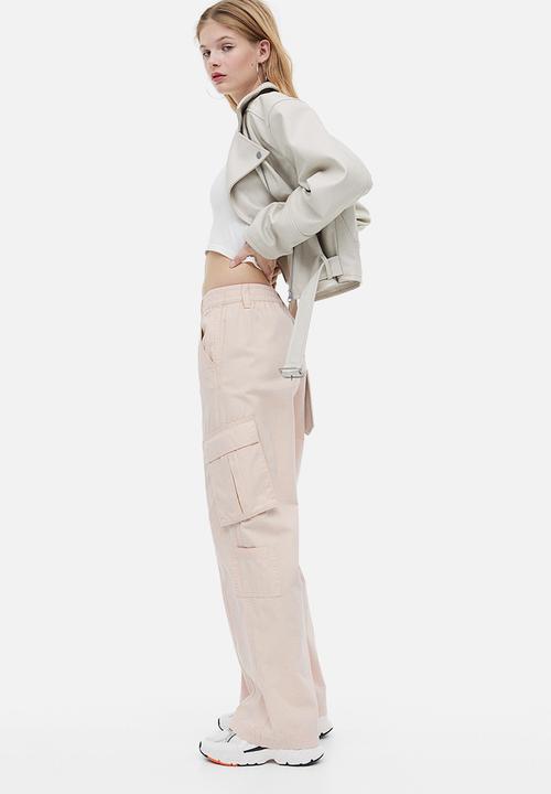 H&M - Canvas cargo trousers - light pink