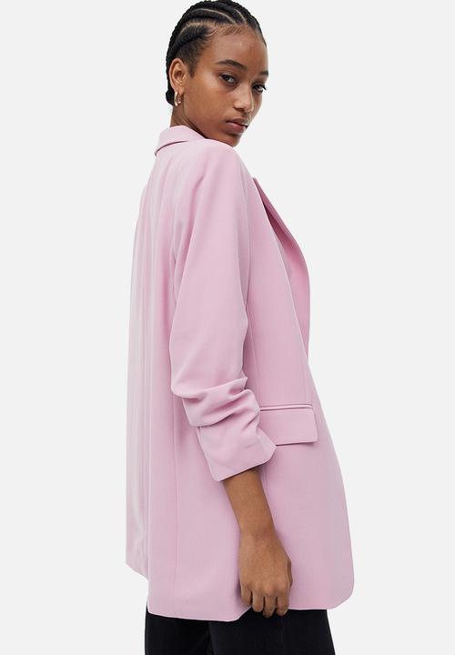 H&M - Gathered-sleeve jacket - light pink