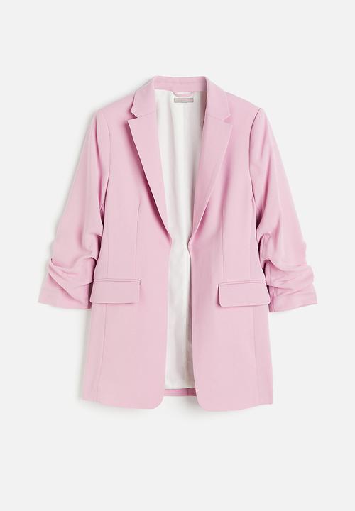 H&M - Gathered-sleeve jacket - light pink