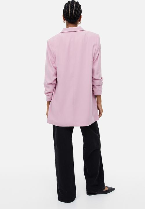 H&M - Gathered-sleeve jacket - light pink