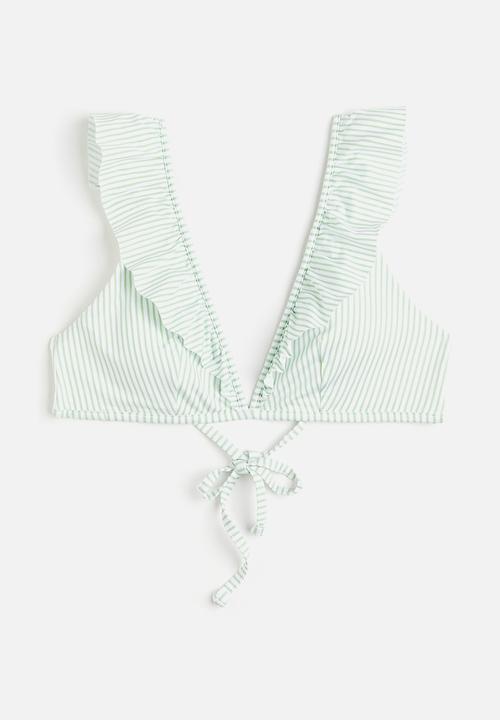 H&M - Padded triangle bikini top - white green striped