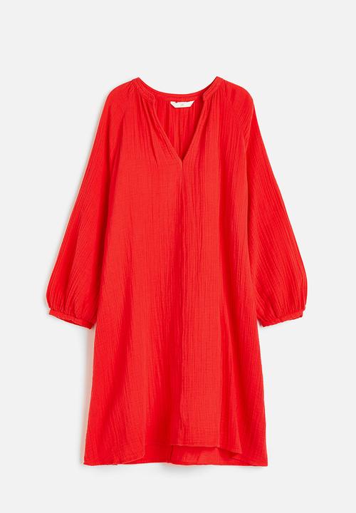 H&M - Double weave tunic dress - red
