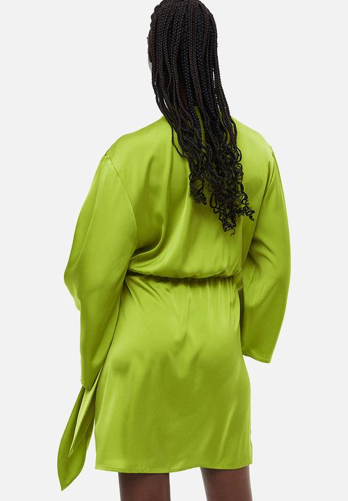 H&M - Satin wrap dress - green