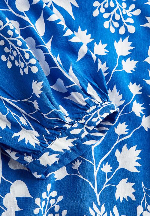 H&M - Double weave tunic dress - blue leaves