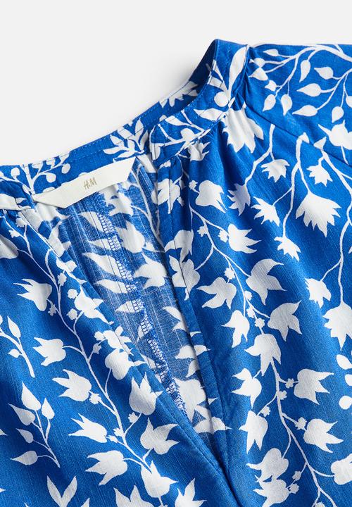 H&M - Double weave tunic dress - blue leaves