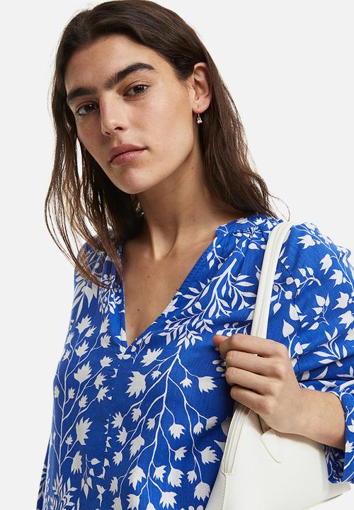 H&M - Double weave tunic dress - blue leaves