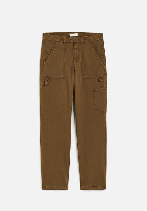 H&M - Twill utility trousers - dark khaki green
