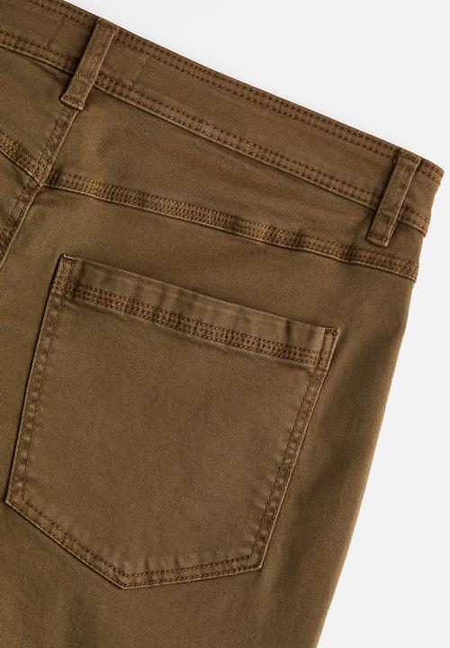 H&M - Twill utility trousers - dark khaki green