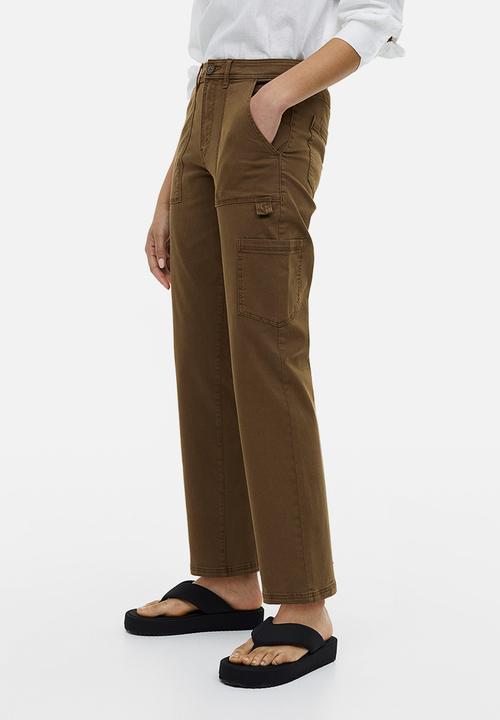 H&M - Twill utility trousers - dark khaki green