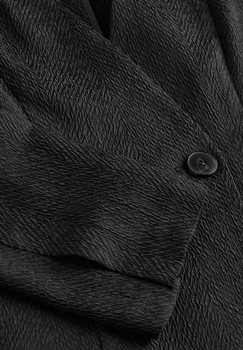 H&M - Textured-weave blazer - black